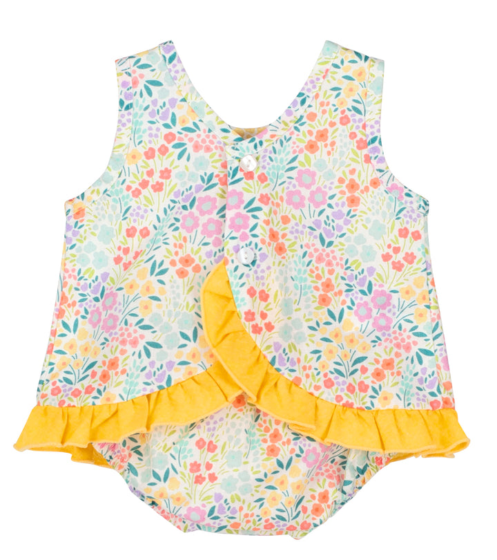 Yellow and Floral Top & Bloomers set