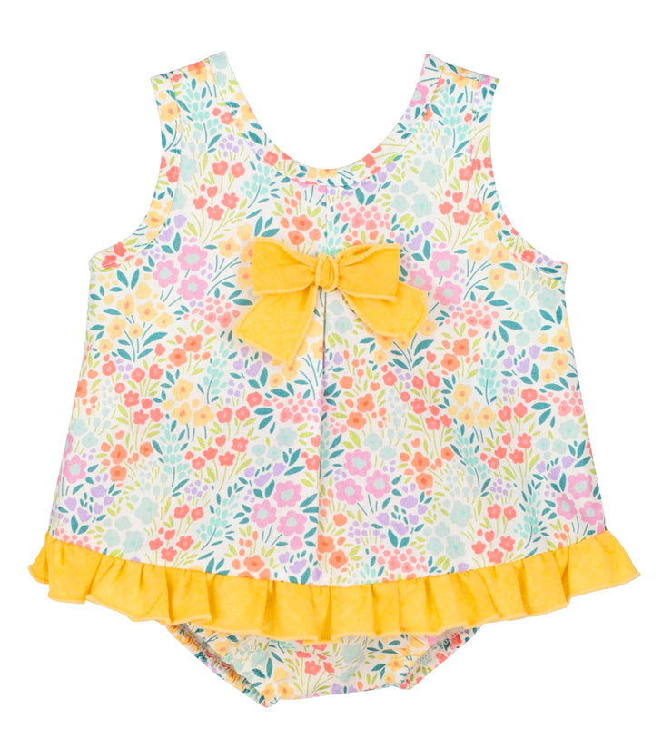 Yellow and Floral Top & Bloomers set