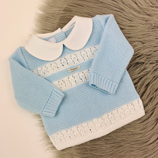 Sky Blue & White Knitted Top