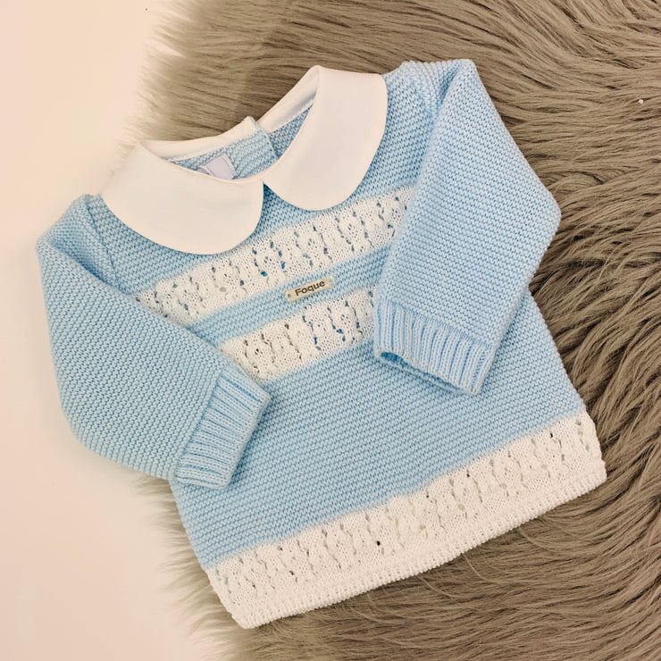 Sky Blue & White Knitted Top