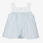 Sky Blue & White Stripe Dress & Bloomers