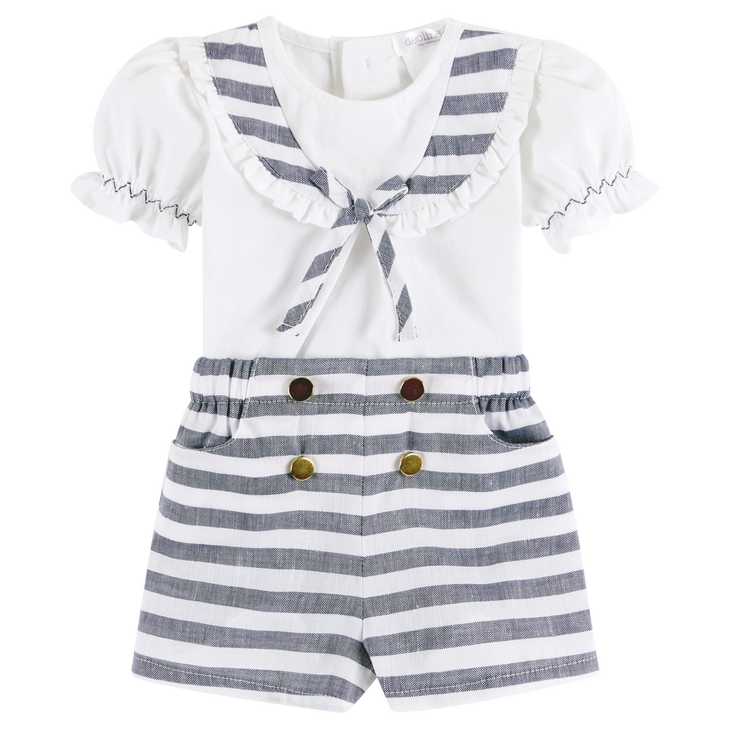 Navy & White Striped Sailor Set