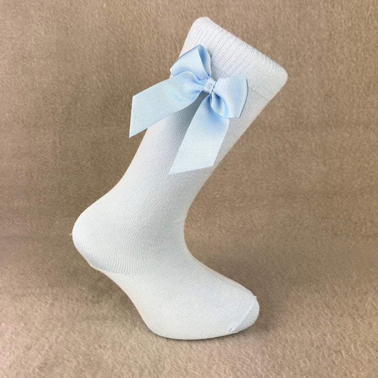 Baby Blue Knee High Single Bow Spanish Socks