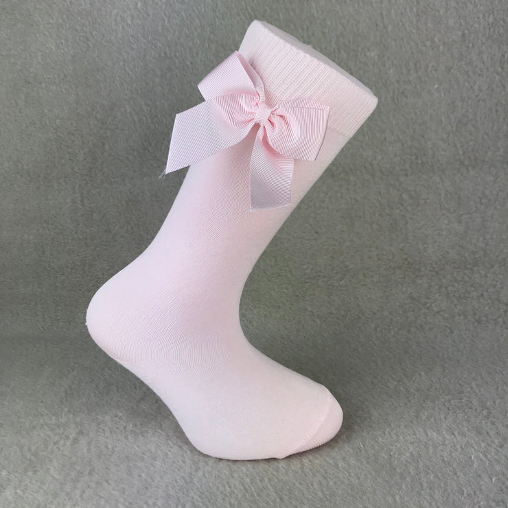 Baby Pink Knee High Single Bow Spanish Socks