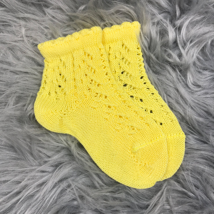 Ankle High Yellow Open Weave Spanish Socks