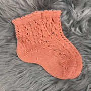 Ankle High Peach Open Weave Spanish Socks