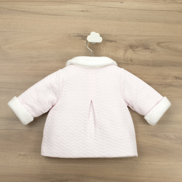 Baby Pink Zig Zag Quilted Coat Back