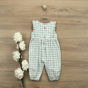 Green & White Gingham Jumpsuit