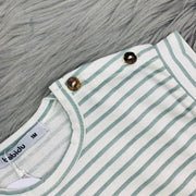Sage & Grey Stripe T-Shirt Close