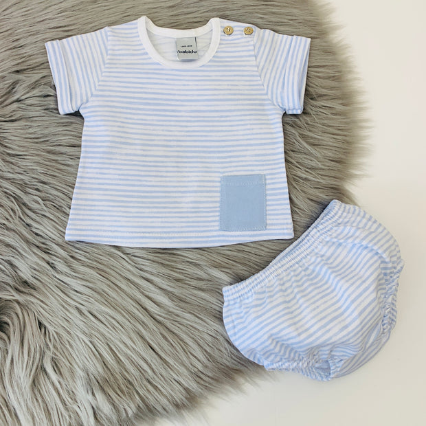 Sky Blue & White Stripe T-Shirt & Jam Pants