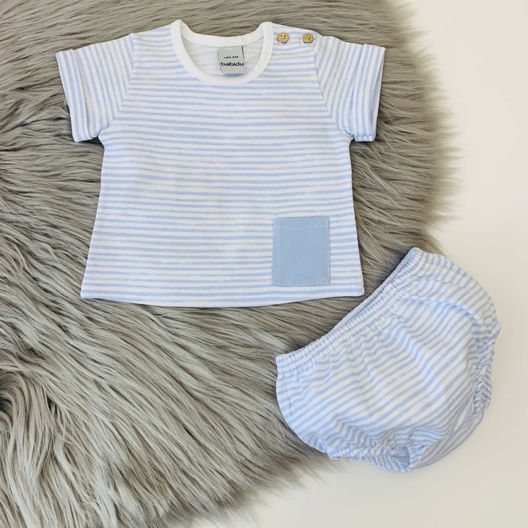 Sky Blue & White Stripe T-Shirt & Jam Pants