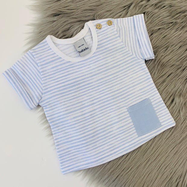 Sky Blue & White Stripe T-Shirt 