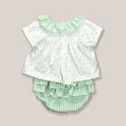 Green & White Gingham Bloomers & T Shirt Set