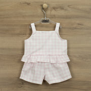 Pink & White Gingham Shorts & Sleeveless Top