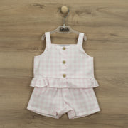 Pink & White Gingham Shorts & Sleeveless Top