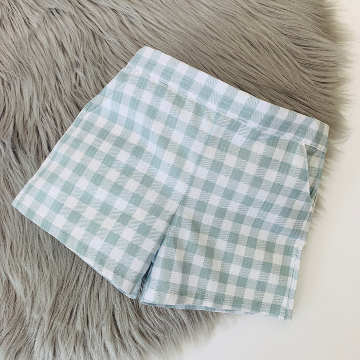 Green & White Gingham Shorts