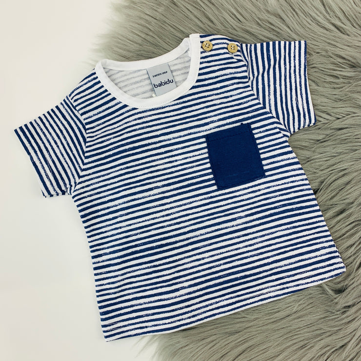 Navy Blue & White Stripe T-Shirt 