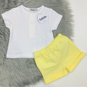 Lemon Shorts & White T-Shirt Set