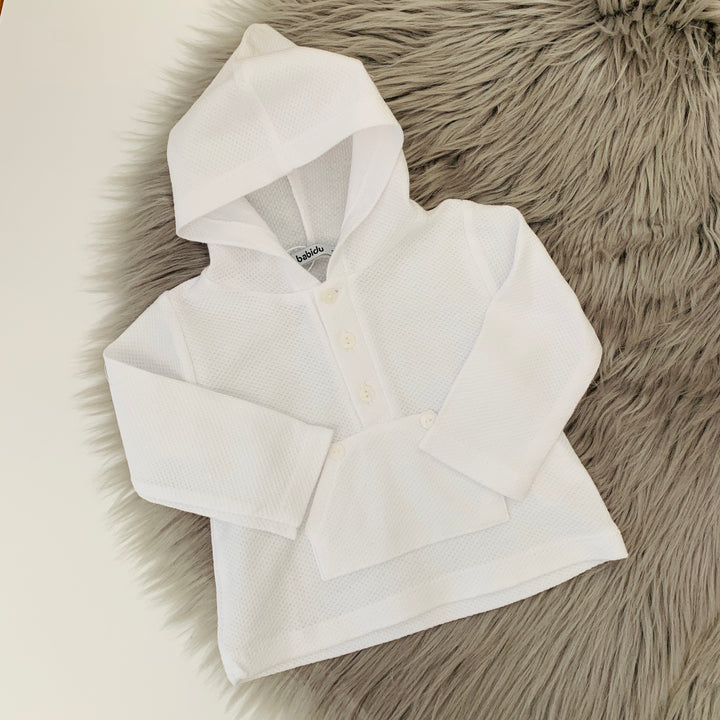 Duck Egg Shorts & Hooded White T-Shirt 