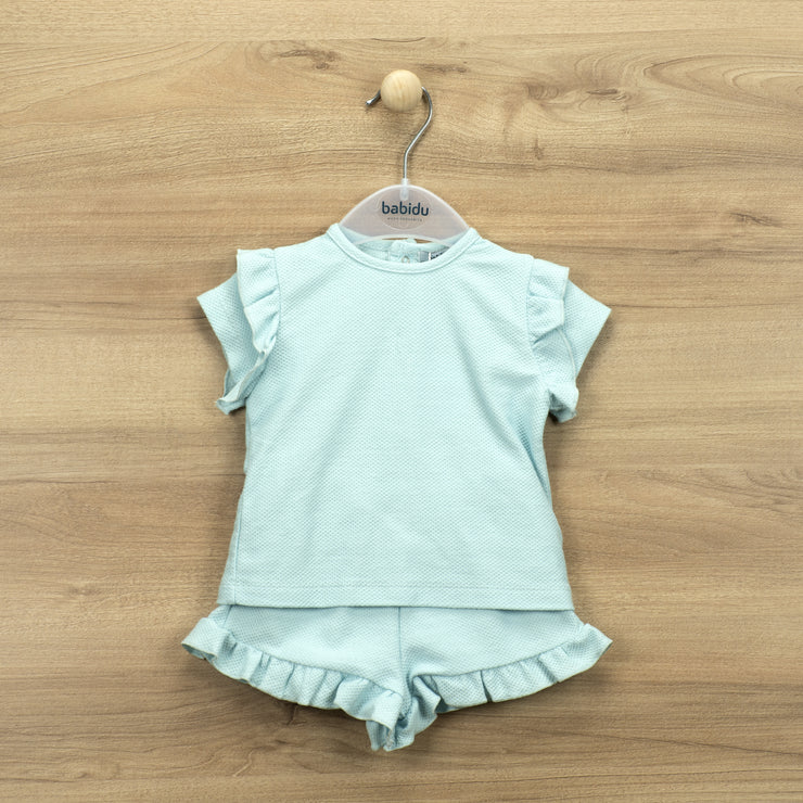 Duck Egg Ruffle Shorts T-Shirt Set