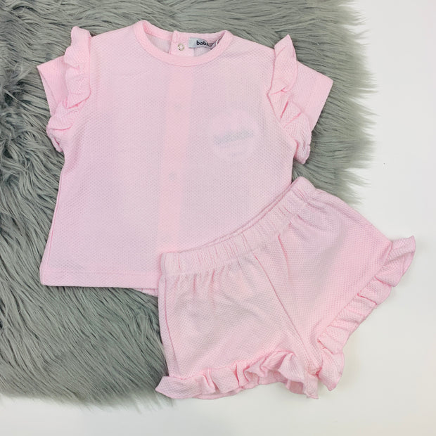 Pink Ruffle Shorts T-Shirt Set