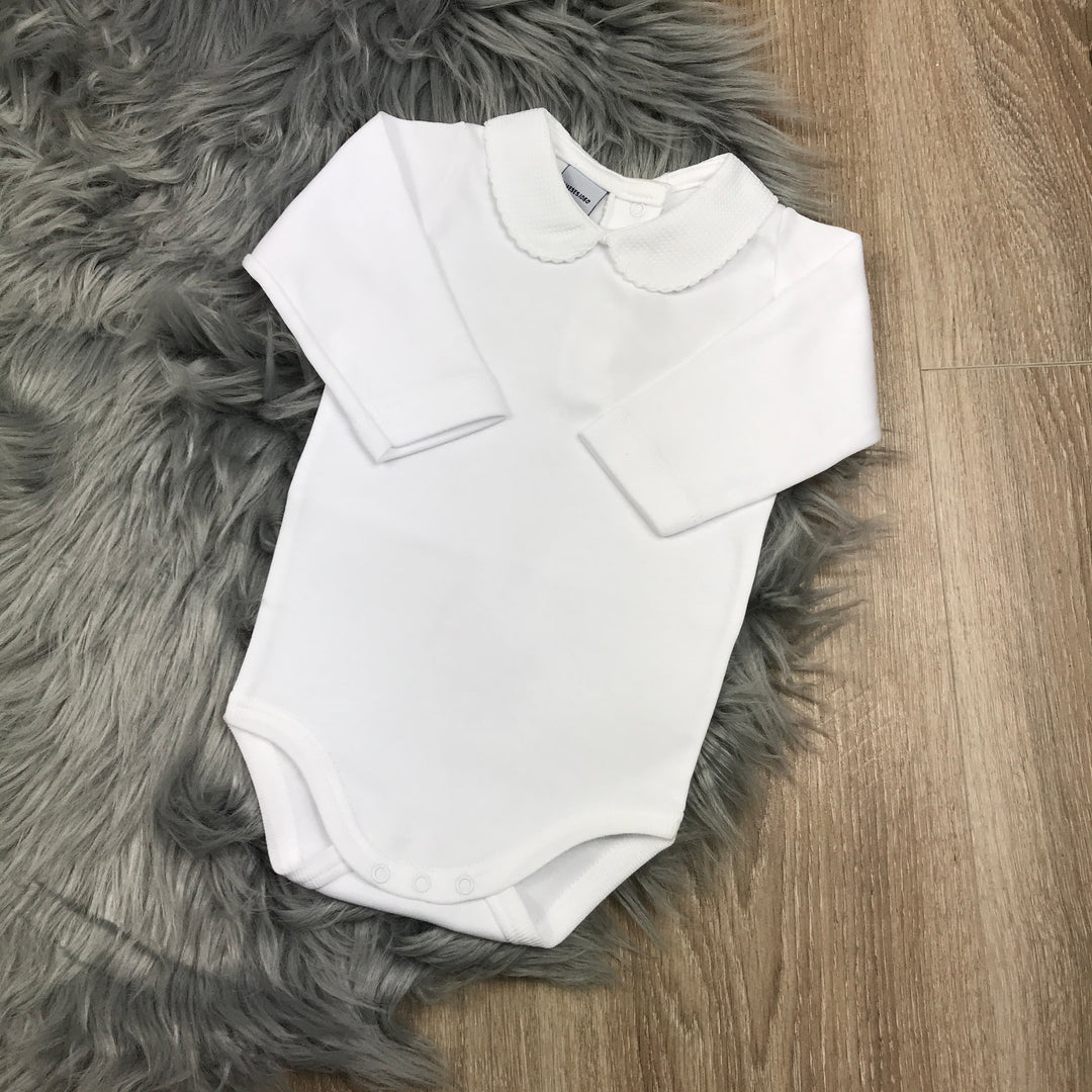 Peter Pan Collar Long Sleeve Vest Grey Trim Bows Baby Boutique