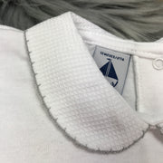 Peter Pan Collar Short Sleeve White Body Vest Grey Trim Collar