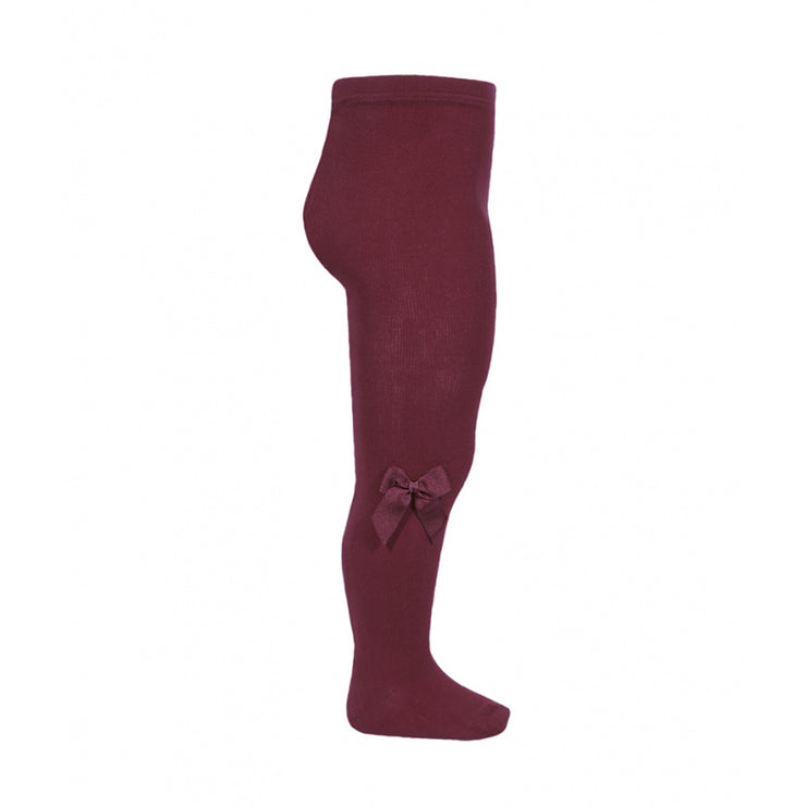 Burgundy Spanish Tights With Side Bow