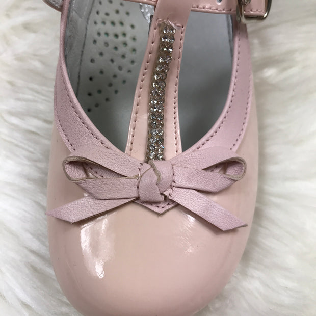 Pink Bambi Patent Leather Shoes Close
