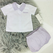 White & Lavender Spanish Jam Pants Set