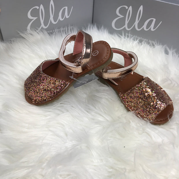 Rose Gold Glitter Spanish Sandals side