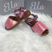 Pink Glitter Spanish Sandals Side