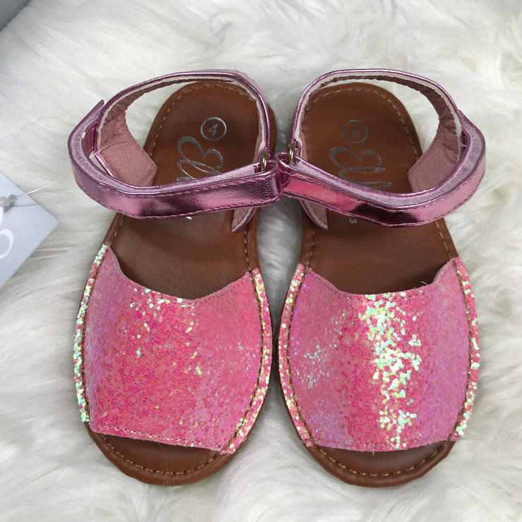 Pink Glitter Spanish Sandals Front