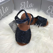 Navy Blue Glitter Spanish Sandals