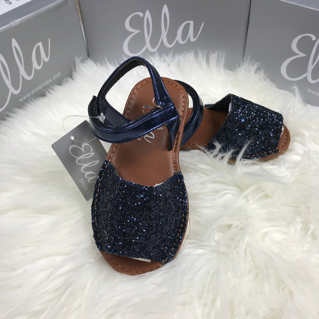 Navy Blue Glitter Spanish Sandals