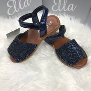 Navy Blue Glitter Spanish Sandals Side