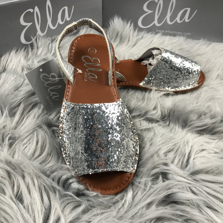 Silver Slingback Glitter Spanish Sandals