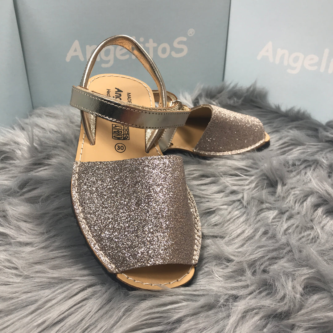 Gold Mini Glitter Spanish Sandals
