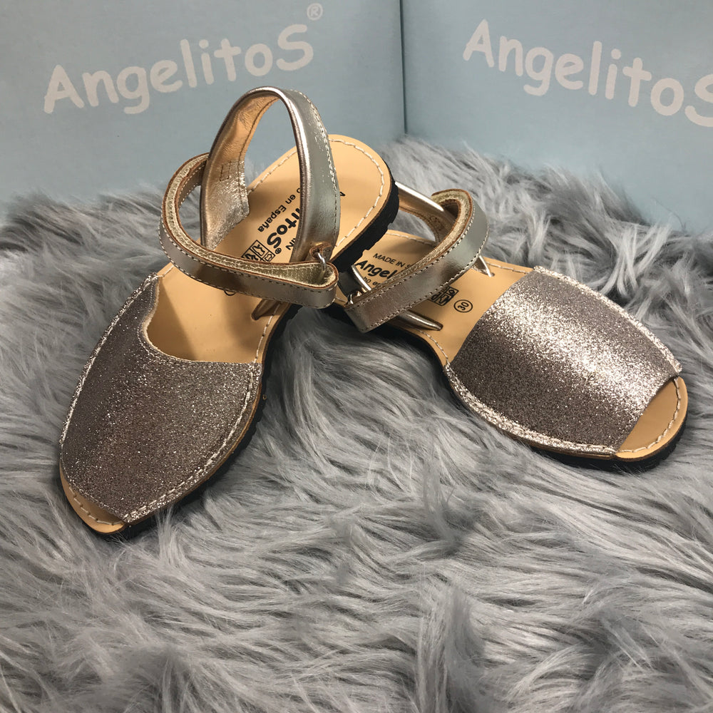 Gold Mini Glitter Spanish Sandals Side