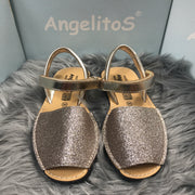 Gold Mini Glitter Spanish Sandals Front