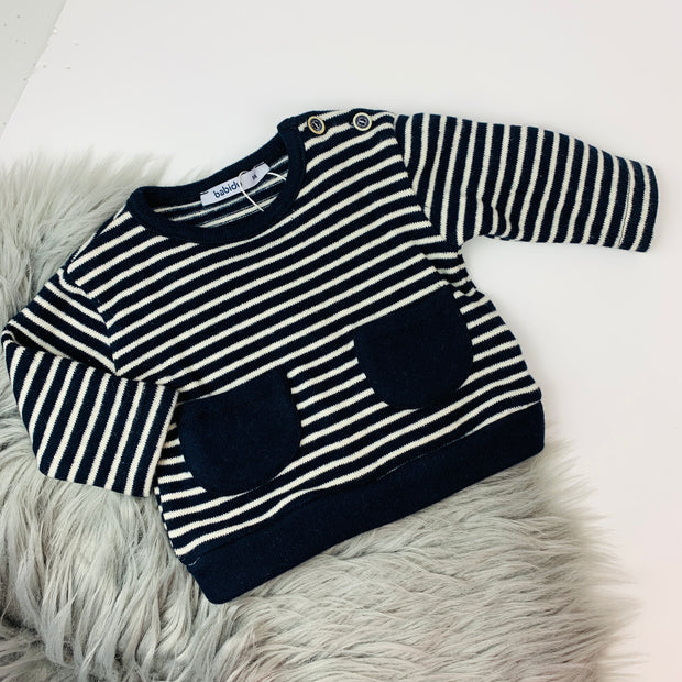 Navy & Cream Striped Top & Trousers