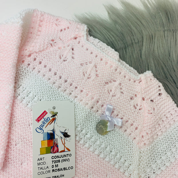 Pink & White Knitted Top Close