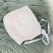 Pink & White Knitted Bonnet