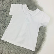 White Short Sleeve Peter Pan Collar T Shirt