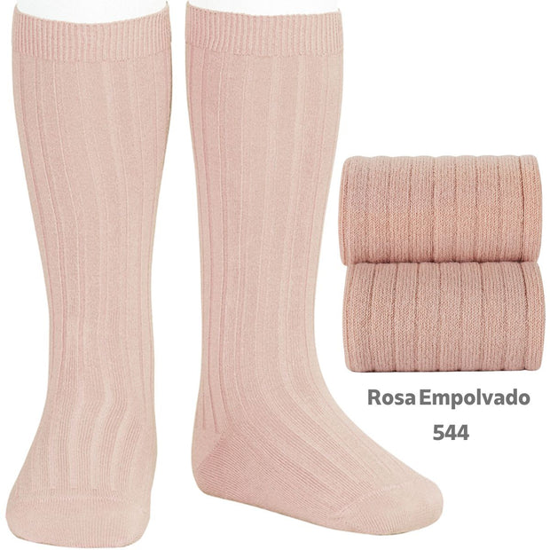 Old Rose Wide Ribbed Knee High Spanish Socks