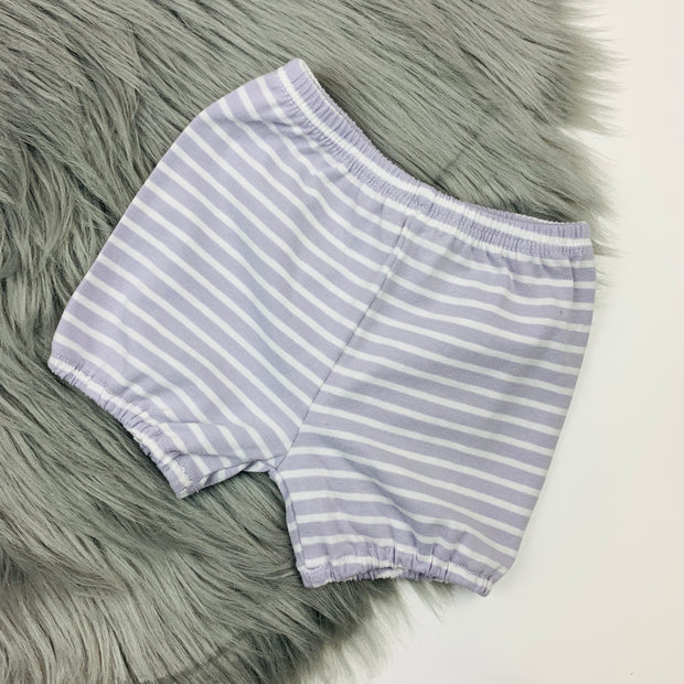 Pearl Grey & White Stripe Shorts