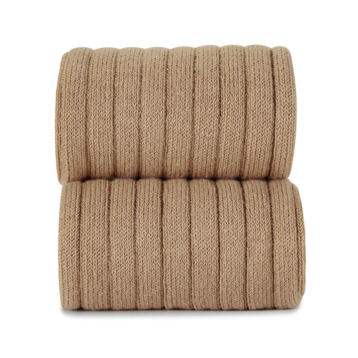 Camel Wide Ribbed Knee High Spanish Socks