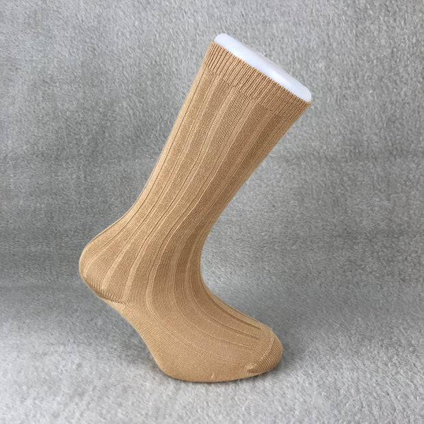 Camel Ribbed Knee High Spanish Socks