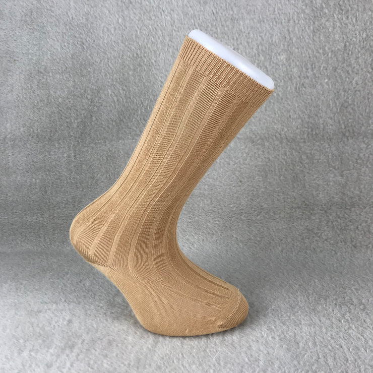 Camel Ribbed Knee High Spanish Socks