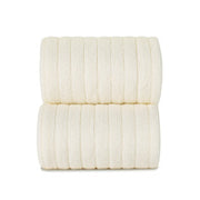 Cream Wide Ribbed Knee High Spanish Socks